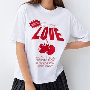 SOLD Noisy May 100% Cotton Retro Style Cherry Love Tee